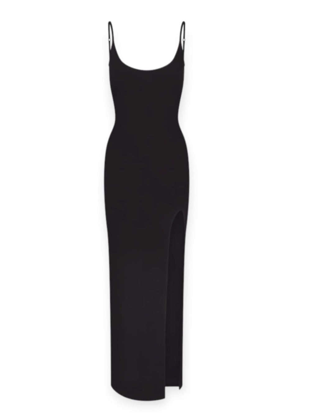 SKIMS Soft Lounge Ribbed Cami Maxi Dress Black Slit Size Small NWT